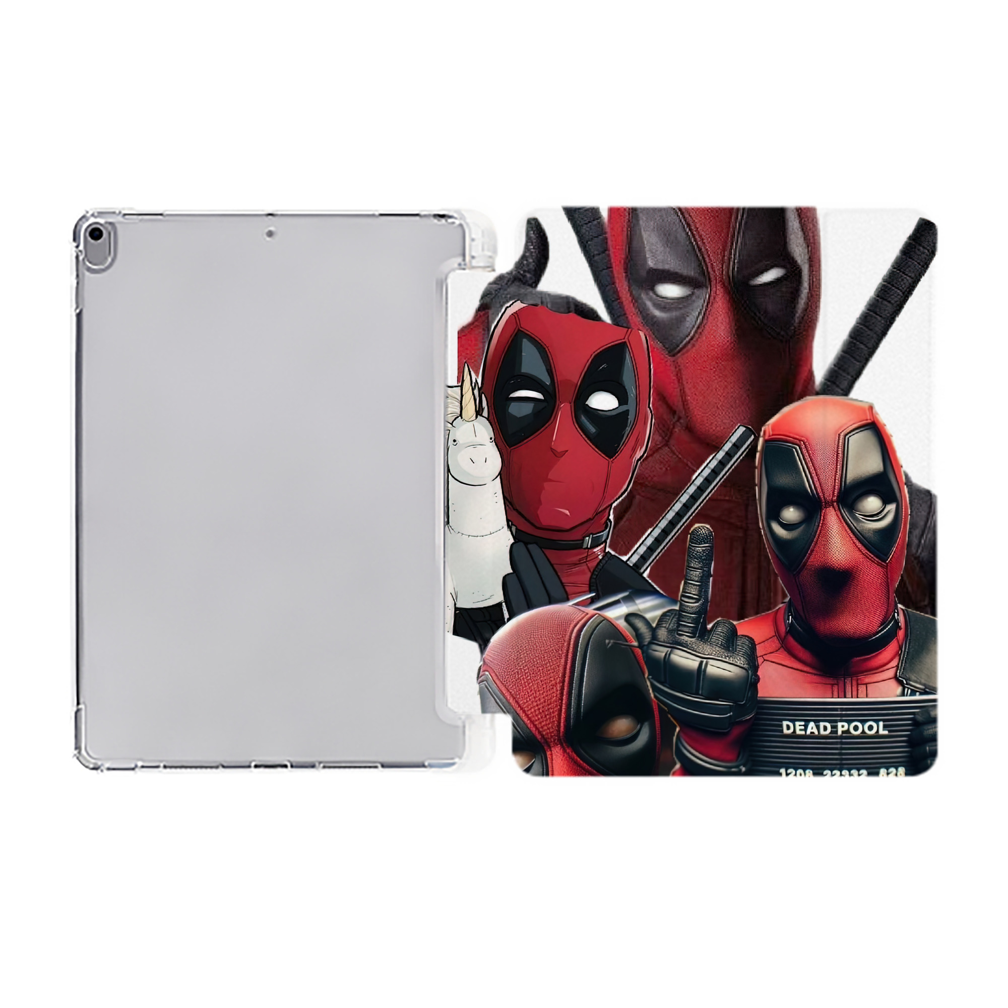 （画像用） Deadpool デッドプール IPad ケース ペン収納付き 三つ折りスタンド PUレザー×シリコン 対応機種9.5/10.5/10.9インチ